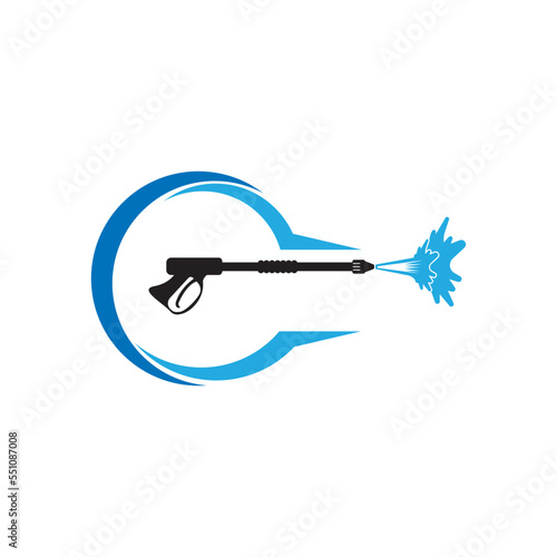 Pressure washing logo template. Cleaning vector design.