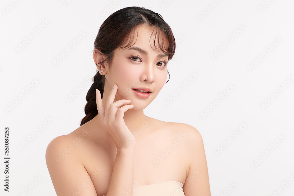 Beautiful young asian woman with clean fresh skin on white background, Face care, Facial treatment, Cosmetology, beauty and spa, Asian women portrait. Beautiful young asian woman with clean fresh skin on white background, Face care, Facial treatment, Cosmetology, beauty and spa, Asian women portrait.