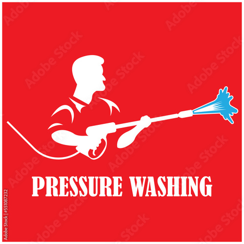 Pressure washing logo template. Cleaning vector design.