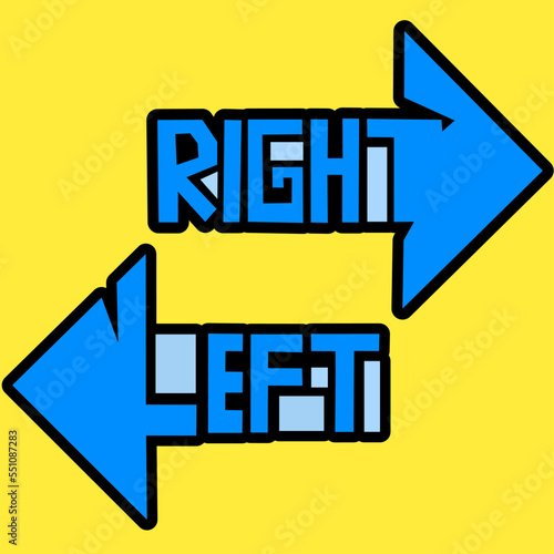 right and left directions. right and left arrows. right and left fonts