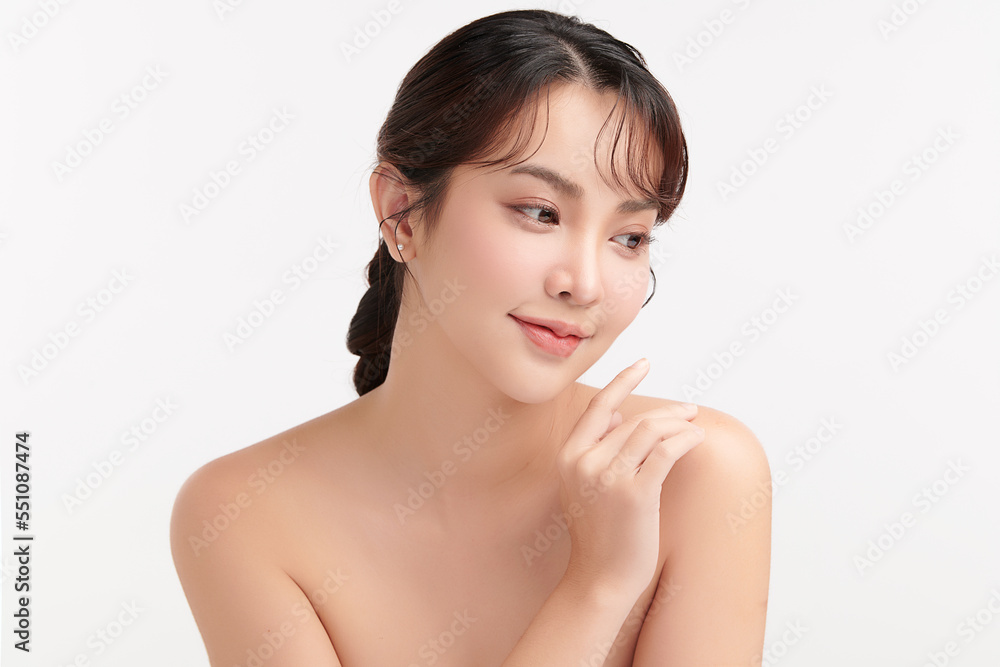 Beautiful young asian woman with clean fresh skin on white background, Face care, Facial treatment, Cosmetology, beauty and spa, Asian women portrait. Beautiful young asian woman with clean fresh skin on white background, Face care, Facial treatment, Cosmetology, beauty and spa, Asian women portrait.