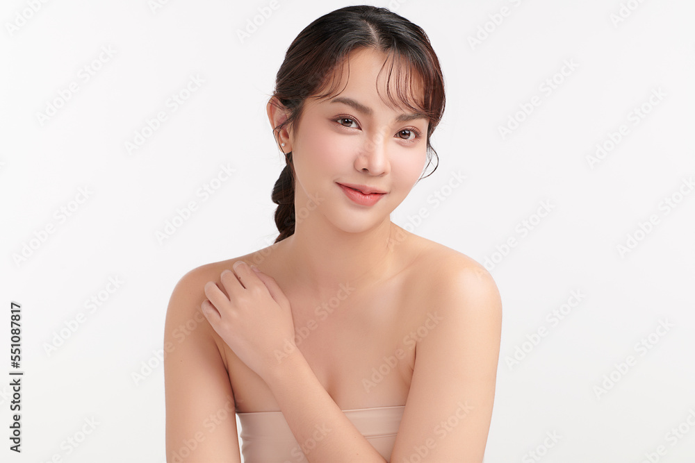 Beautiful young asian woman with clean fresh skin on white background, Face care, Facial treatment, Cosmetology, beauty and spa, Asian women portrait. Beautiful young asian woman with clean fresh skin on white background, Face care, Facial treatment, Cosmetology, beauty and spa, Asian women portrait.