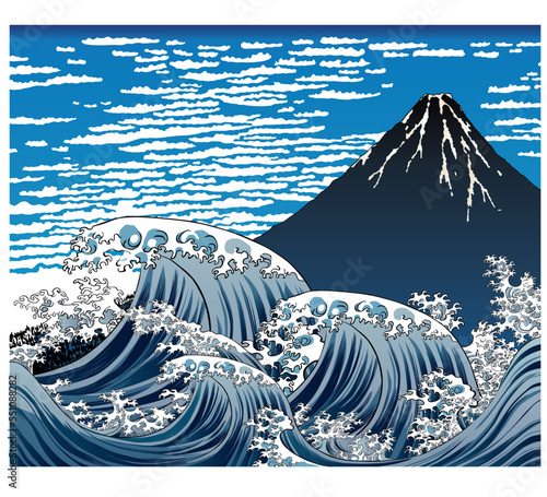 青い凱風快晴と波