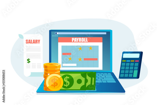 Vector of a computer with an online payroll software © Feodora