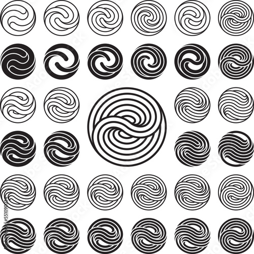 Logo Template. Set of Wavy Circle Logo Templates. Vector Illustration.