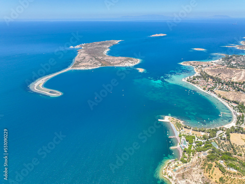 Fototapeta Naklejka Na Ścianę i Meble -  Aerial drone view İzmir Foça Turkey, Orak island