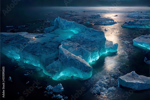 Melting icebergs global warming mattepainting landscape photo