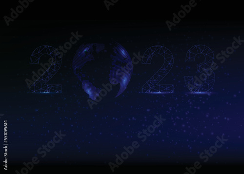 2023 new year world digital technology concept.