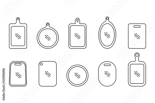 Cutting board outline icons set vector. Editable stroke. linear style sign for use web design and mobile apps  logo. Vector illustration.