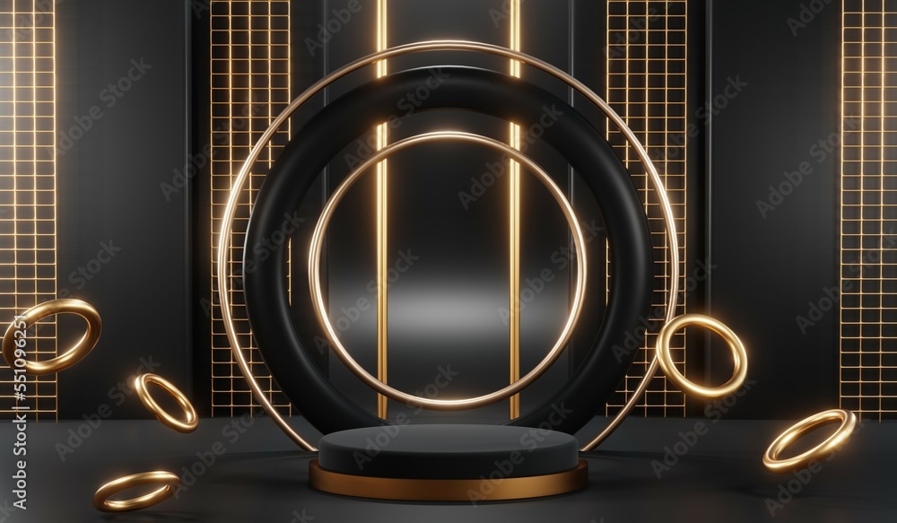 3D rendering of blank product background for cream cosmetics Modern black podium background 3D rendering of blank product background for cream cosmetics Modern black podium background