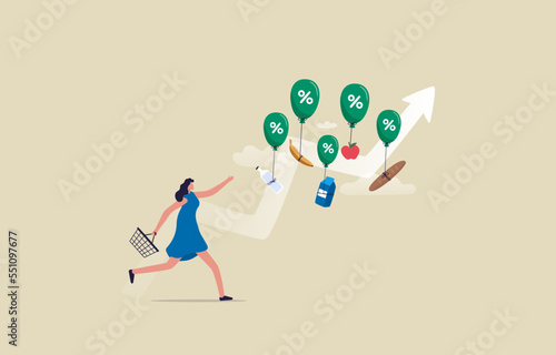 Rising food prices.Price increases due to global crises and economic recession. Illustration