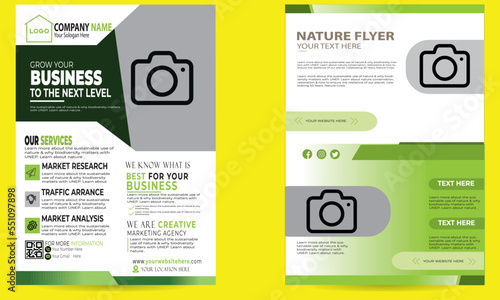 Green Corporate and Minimal  Business Flyer Leaflet Template CMYK Design