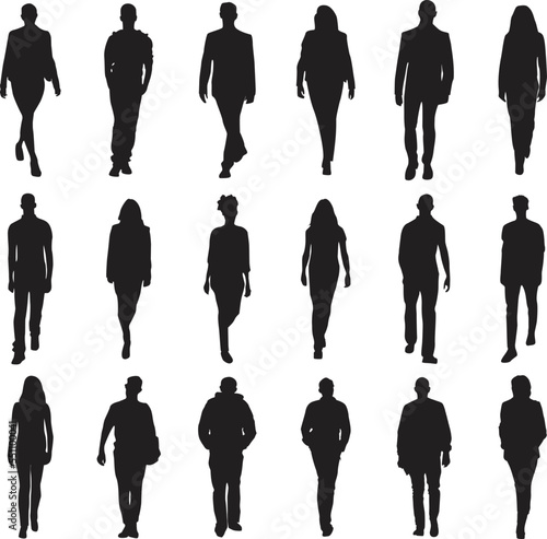 silhouette people on white background , Vector	