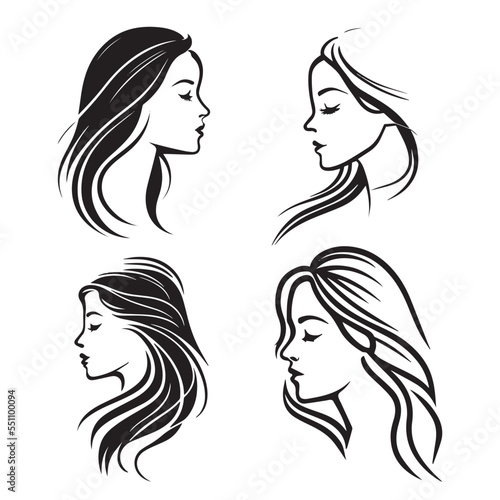 Beautiful woman vector logo template for hair salon