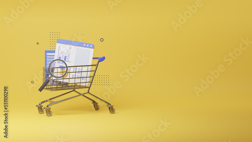Special offer banner design with 3d rendering shopping cart