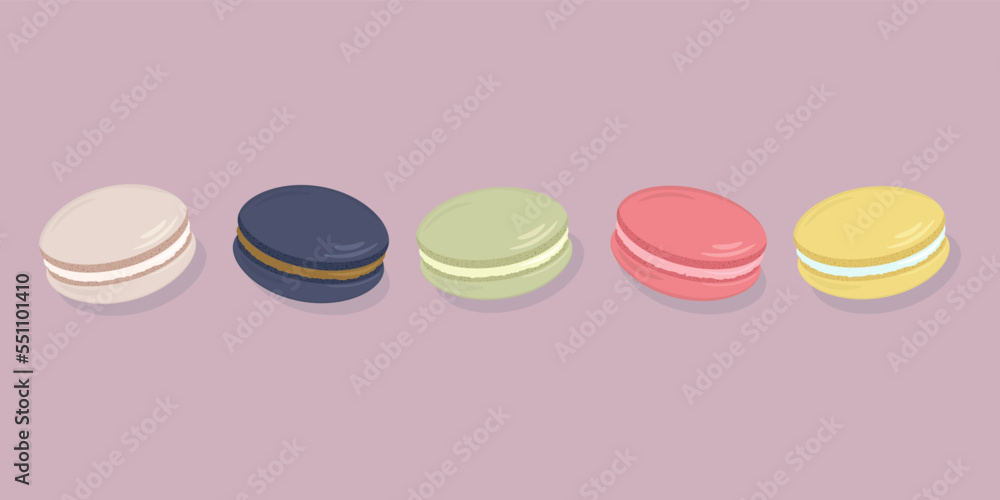 Set of Different Cake macaron. Set of Different Cake macaron.