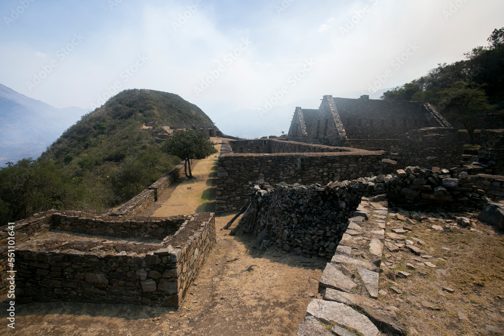 Ruins of Choquequirao, an Inca archaeological site in Peru, similar in structure and architecture to Machu Picchu.
