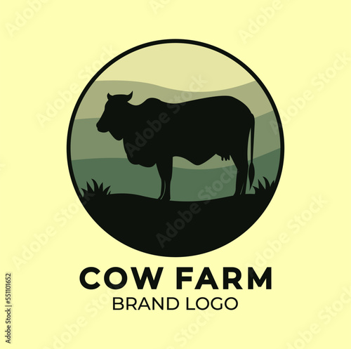 Silhouette vector of cow good for cow farm logo design template