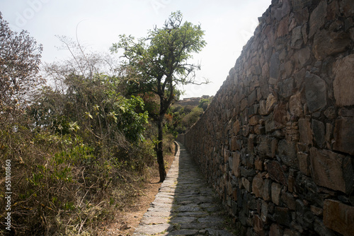 Ruins of Choquequirao, an Inca archaeological site in Peru, similar in structure and architecture to Machu Picchu.