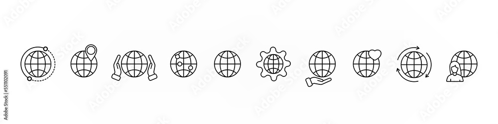 Set of earth globe different icons over white background illustration, world sign Set of earth globe different icons over white background illustration, world sign