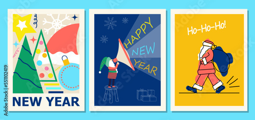 New Year cards. Christmas. Vector design. Postcard. 