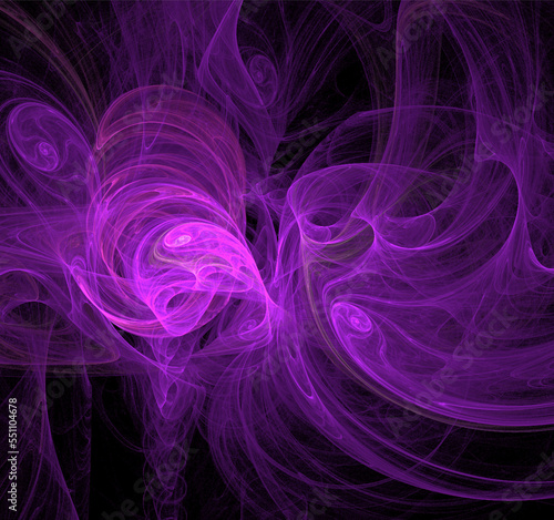 bright abstract background of glowing weaves of purple lines on a dark background  design  illustration