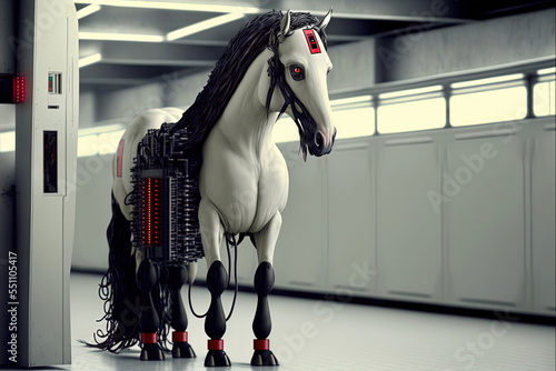 Futuristic trojan horse cyber crime concept photo