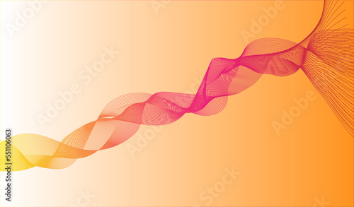 Abstract orange and white background flowing lines pink and orange 