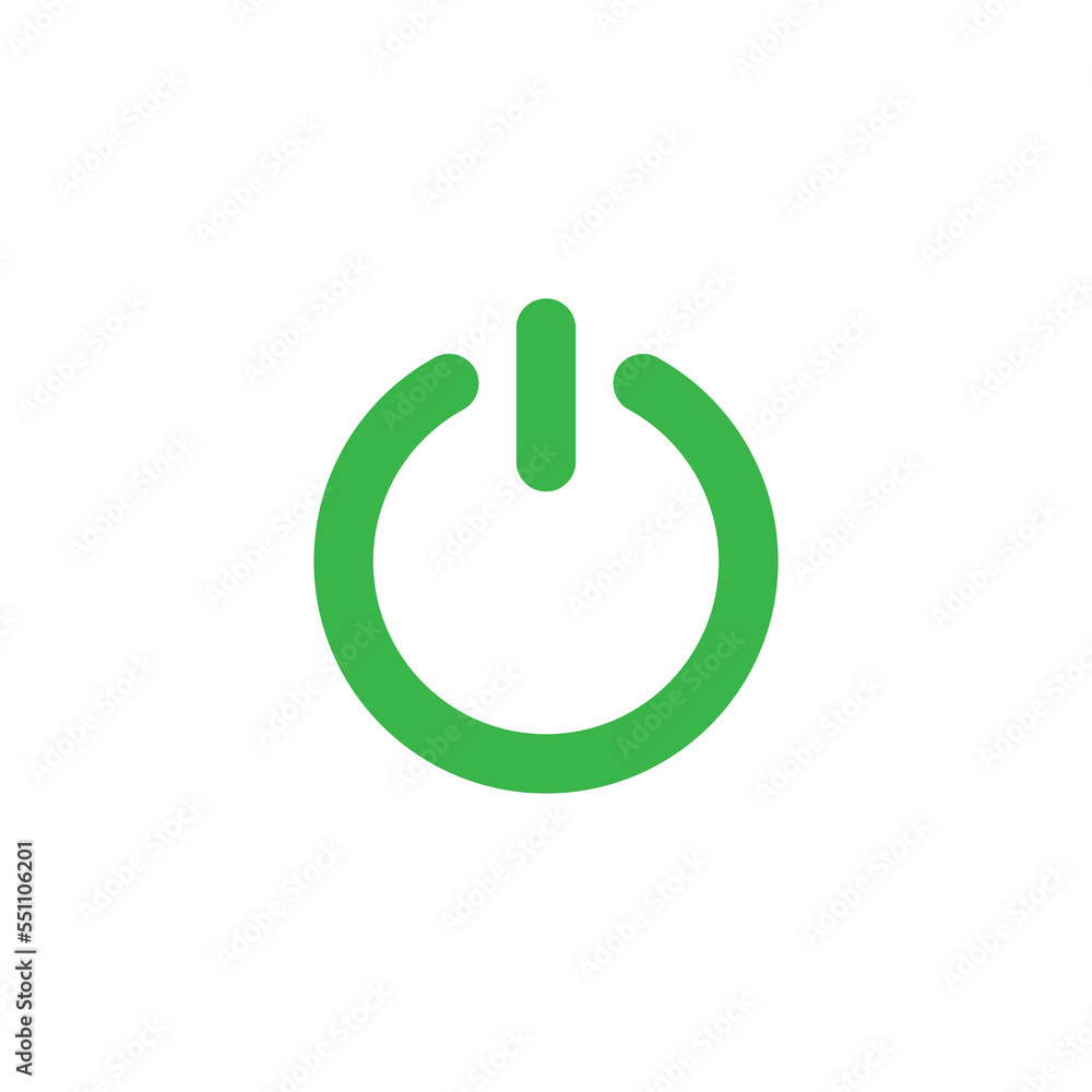 eps10 green vector power on or off button abstract art icon isolated on ...