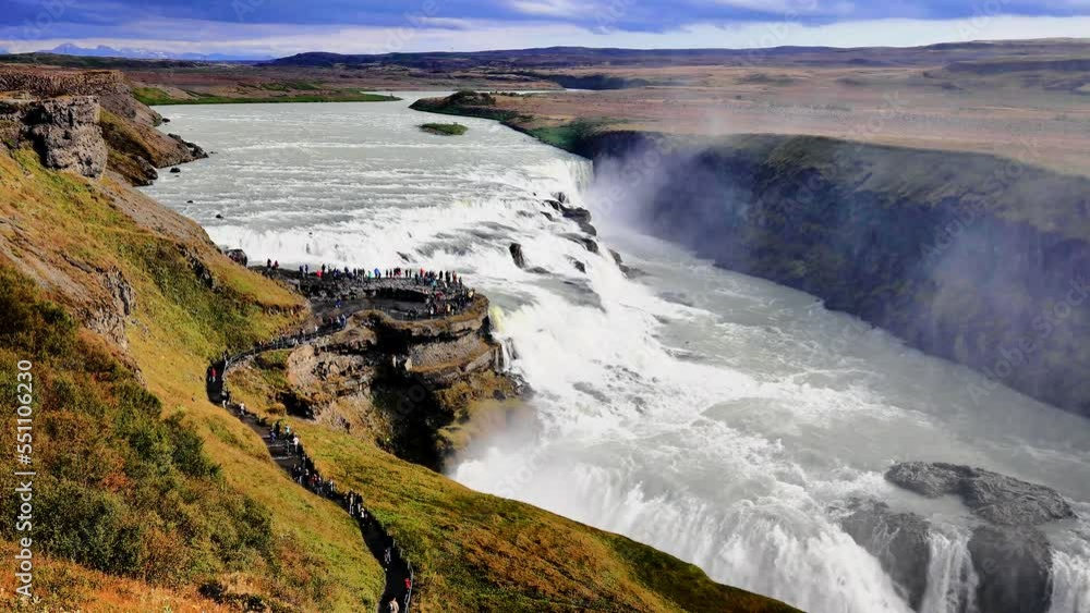 Gullfoss or Golden Falls is one of Iceland popular waterfalls. Part of Golden Circle circuit Gullfoss or Golden Falls is one of Iceland popular waterfalls. Part of Golden Circle circuit