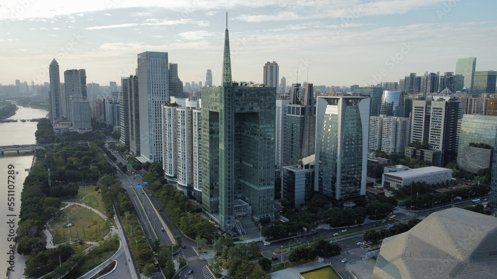 city skyscrapers Guangzhou, aerial view 