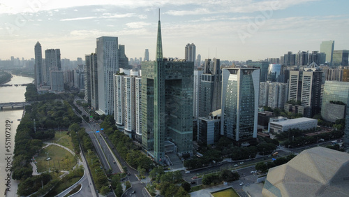 city skyscrapers Guangzhou  aerial view 