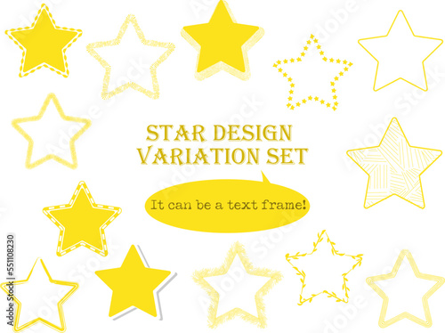 いろんなテクスチャーデザインの星型フレームのセット