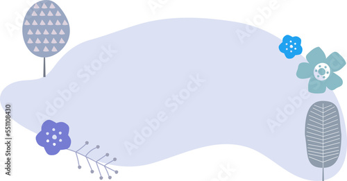 北欧モチーフの可愛いテキストフレーム、抽象的な青色の枠