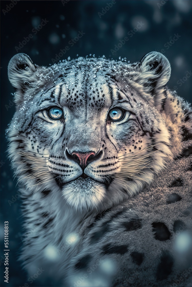 Fototapeta premium Snow leopard portrait close up
