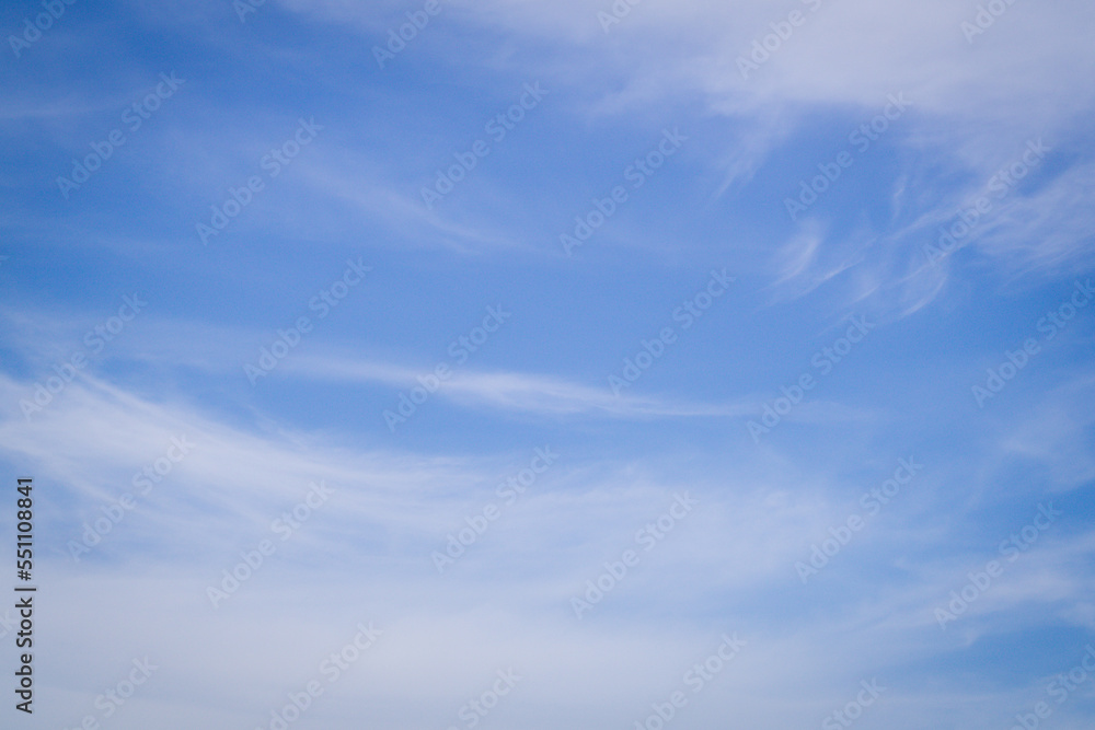 Blue sky with soft white clouds for background