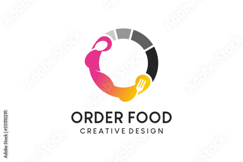 Food order phone logo design, modern style food order logo