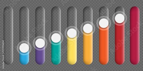 Set of slider bar infographic colorful elements. Vector illustration.