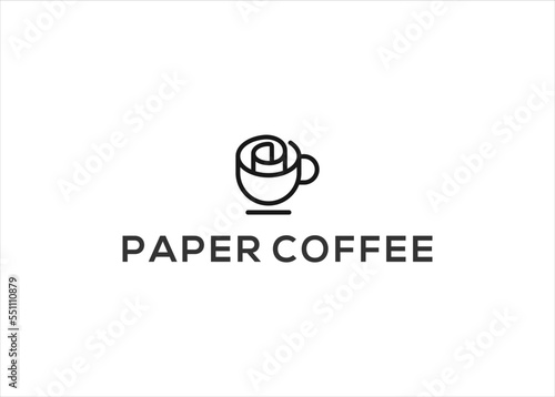 paper roll coffee logo design template
