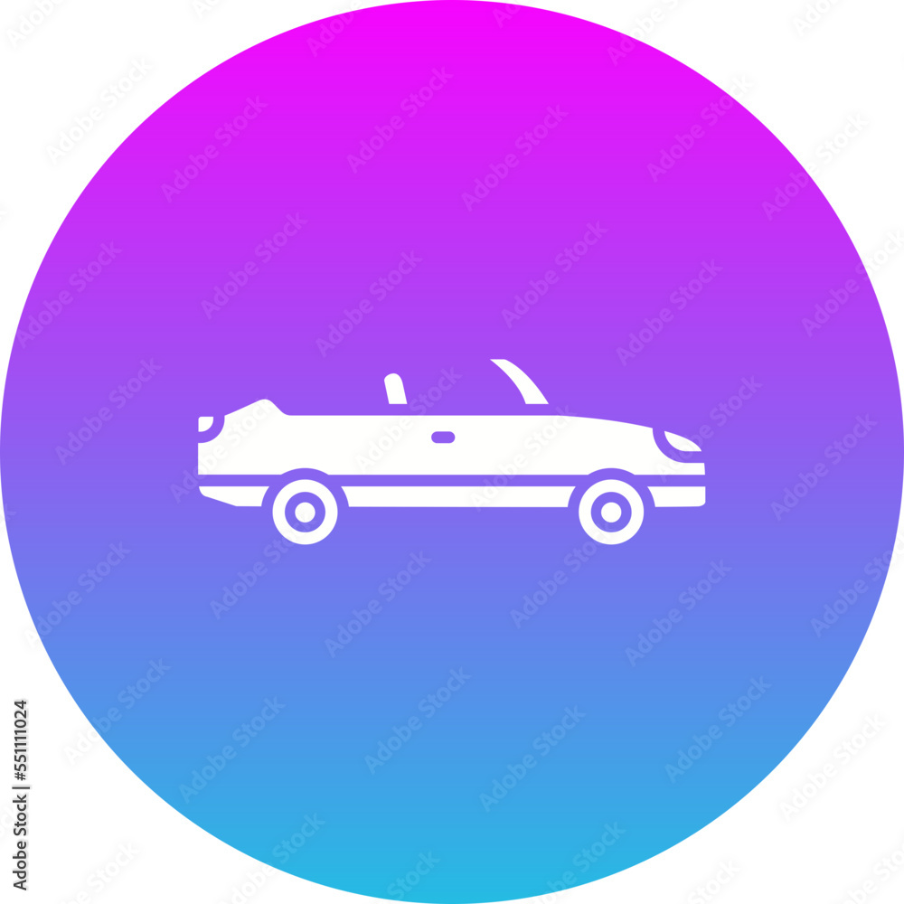 Convertible Car Gradient Circle Glyph Inverted Icon