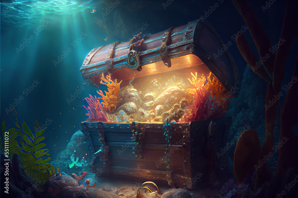 a pirate treasure under the sea. Stock Illustration Adobe Stock