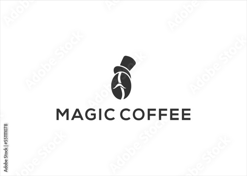 Magic coffee bean logo design vector