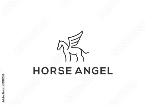 horse angel logo design vector illustration