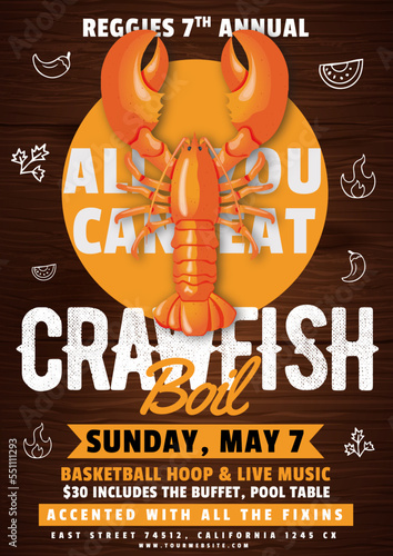 Crawfish in Vector Template