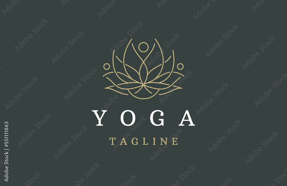 Yoga line logo icon design template flat vector Yoga line logo icon design template flat vector