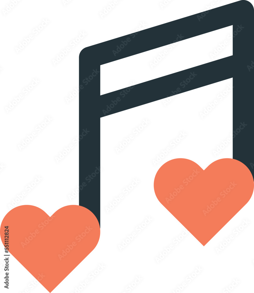 musical notes and heart illustration in minimal style musical notes and heart illustration in minimal style