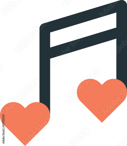 musical notes and heart illustration in minimal style