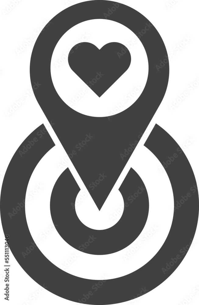 Location pins and hearts illustration in minimal style Location pins and hearts illustration in minimal style