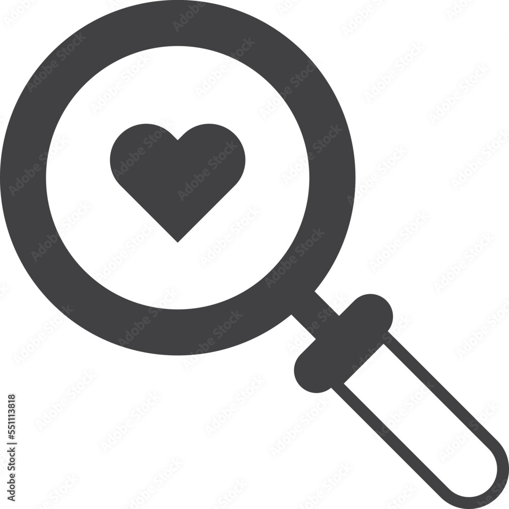 magnifying glass and heart illustration in minimal style magnifying glass and heart illustration in minimal style