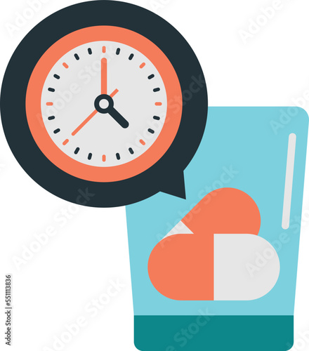 pills and clock illustration in minimal style